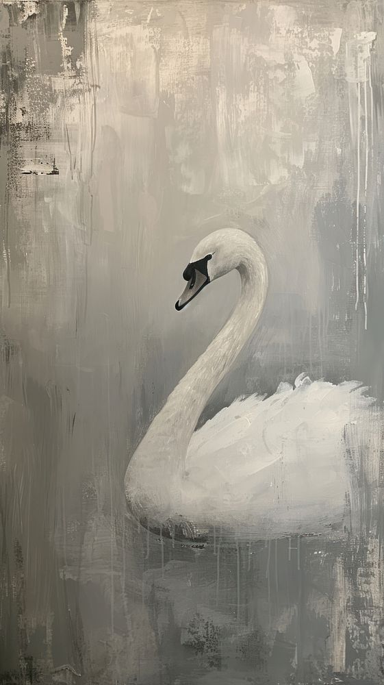 Minimal space Swan swan painting animal.