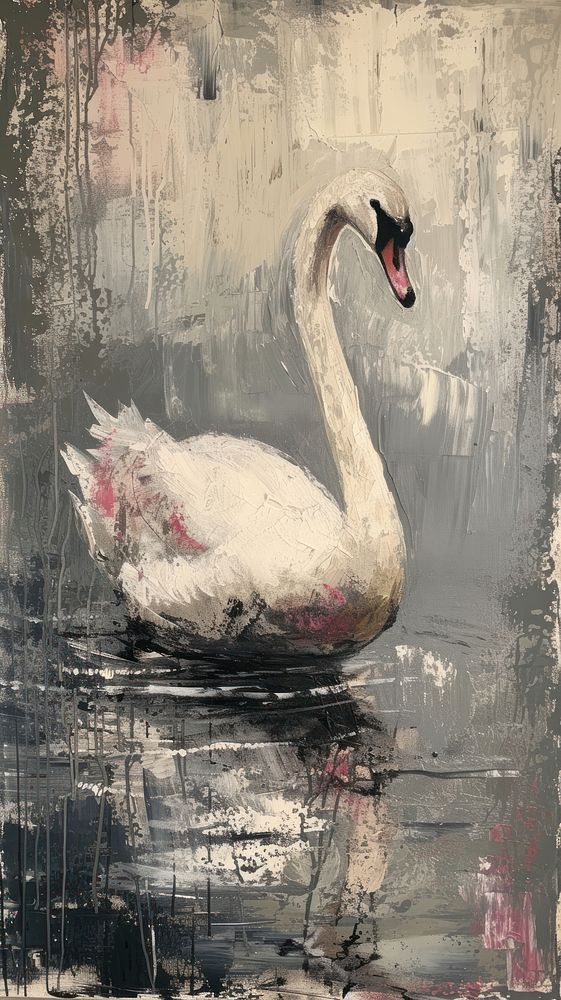 Minimal space Swan painting swan animal.