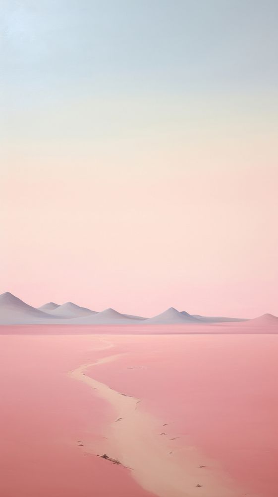 Minimal space pink desert tranquility landscape mountain.