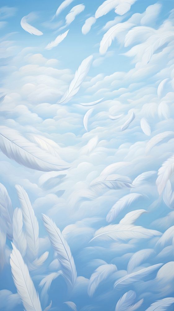 Minimal space white feathers pattern backgrounds painting nature.