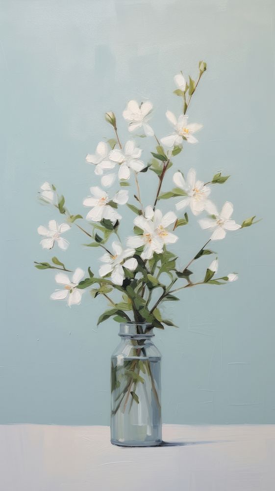 Minimal space tiny bouquet of flowers blossom plant vase.