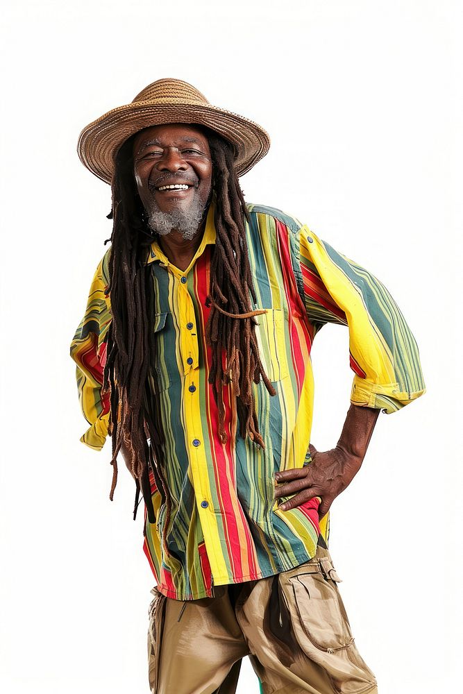 Jamaica reggae man smiling adult white background dreadlocks.