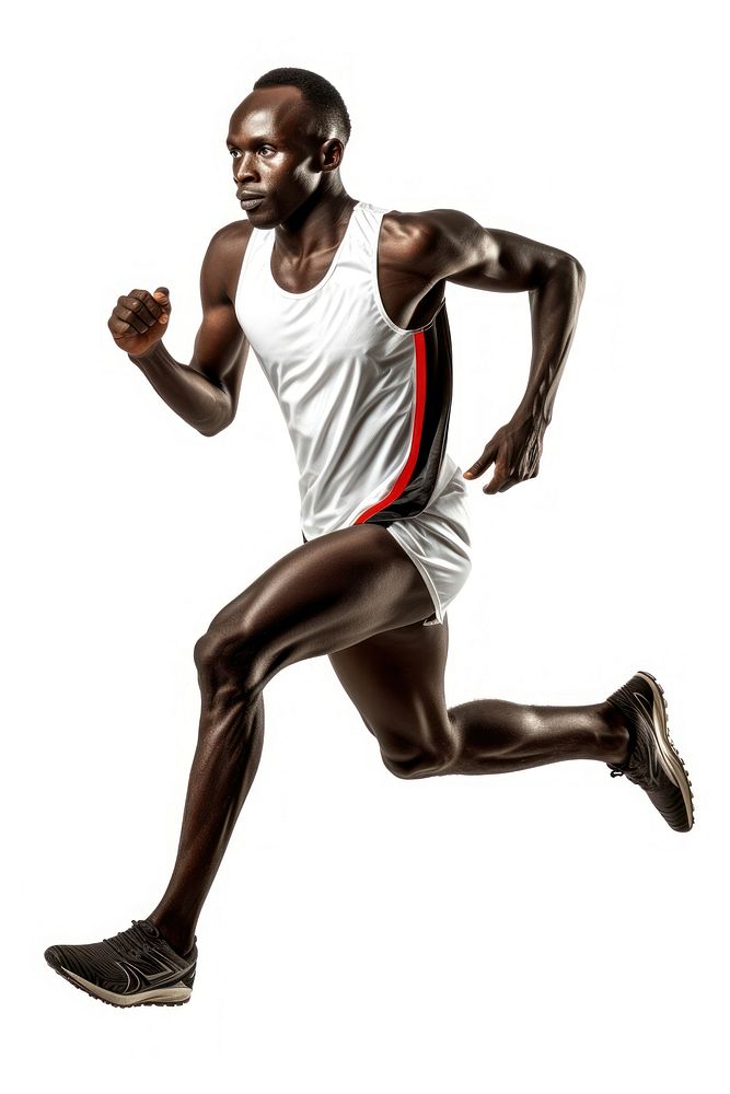 Kenyan running athlete footwear white background determination.