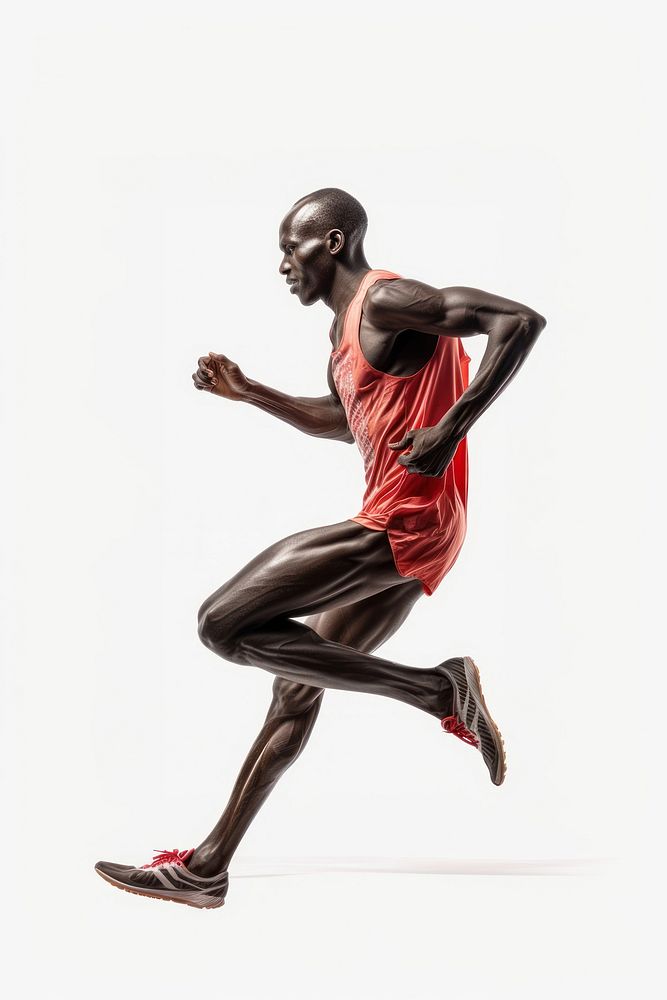 Kenyan running athlete white background determination bodybuilding.