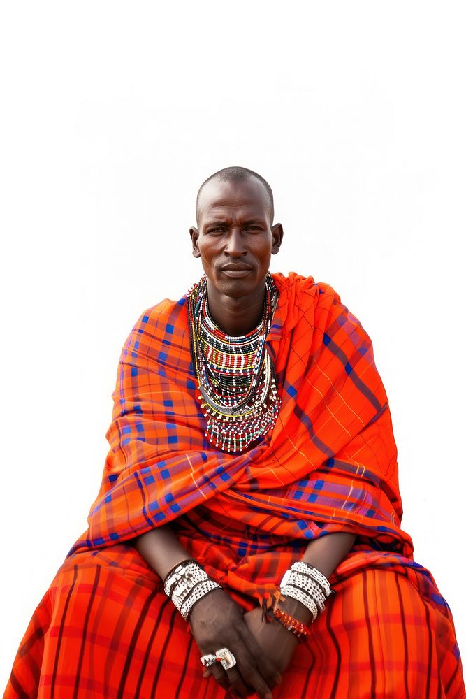 Maasai Man kenya jewelry white background accessories.