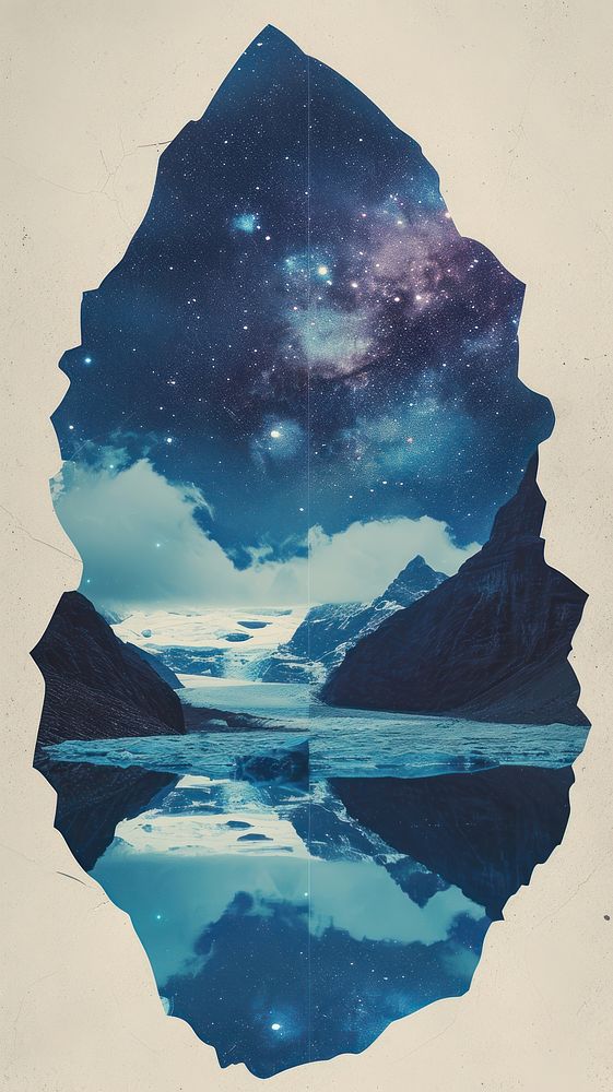 Blue story background mountain nature galaxy.
