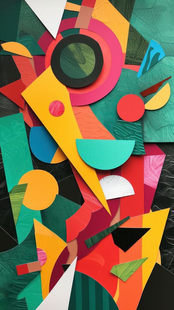 Colorful cut paper collage abstract art backgrounds.