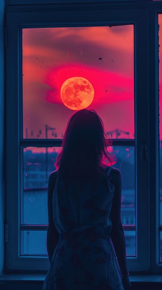 Story background of moon astronomy nature window.