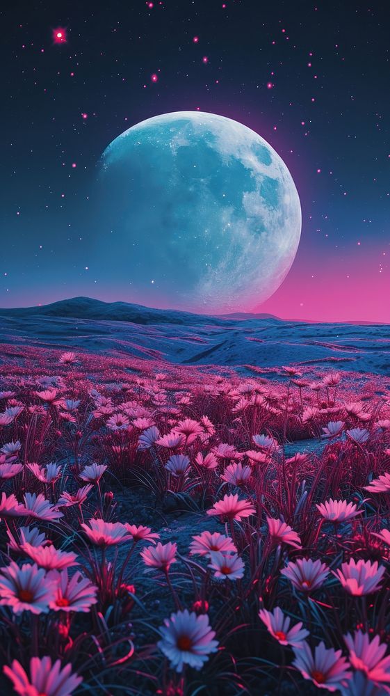 Story background of moon flower landscape astronomy.