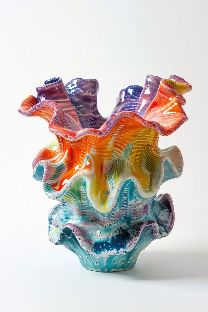 One piece of colorful ceramic art made by kid vase invertebrate creativity.