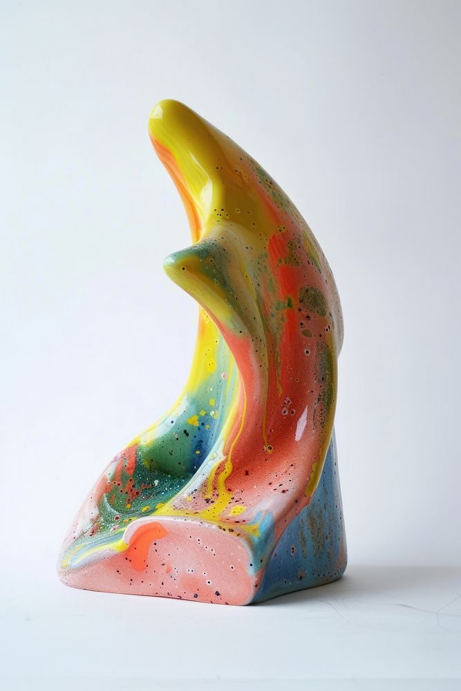 One piece of colorful ceramic art made by kid vase creativity sculpture.