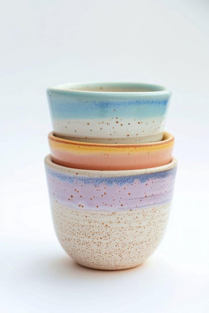 One piece of colorful pastel ceramic cup porcelain pottery bowl.