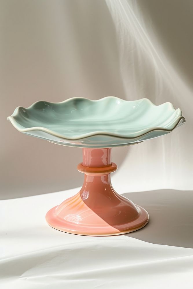 One piece of pastel ceramic pedestal cake plate porcelain art tableware.