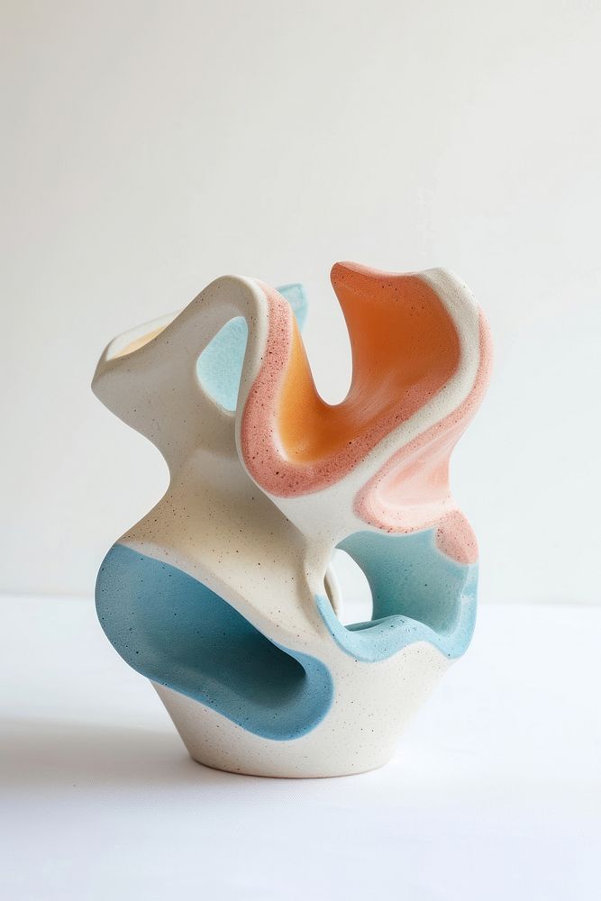 One piece of pastel color ceramic art made by kid porcelain pottery vase.