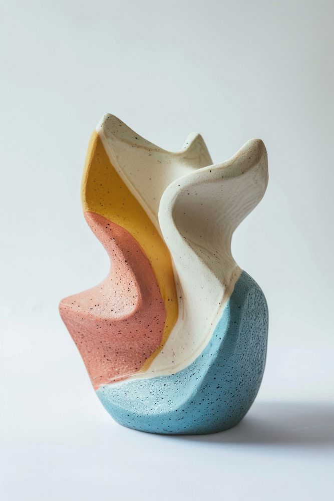 One piece of pastel color ceramic art made by kid vase creativity simplicity.