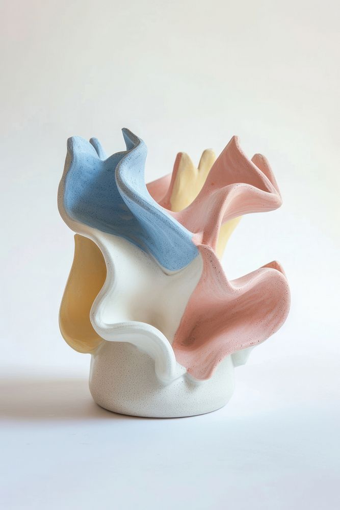 One piece of pastel color ceramic art made by kid vase creativity simplicity.