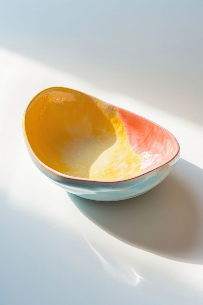 One piece of yellow pastel color ceramic dish bowl simplicity tableware.