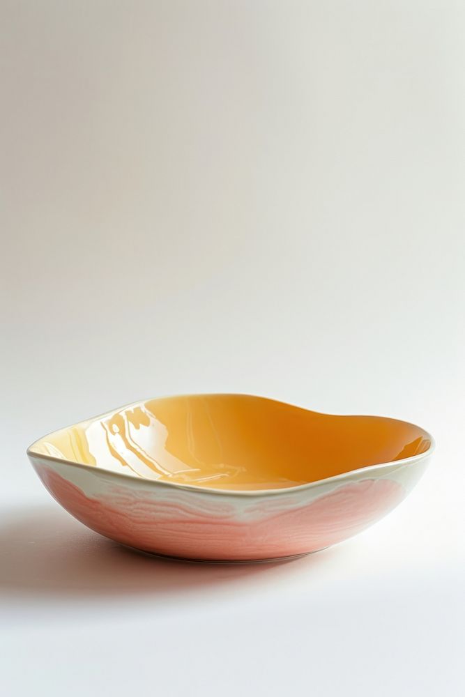 One piece of yellow pastel color ceramic dish bowl simplicity tableware.