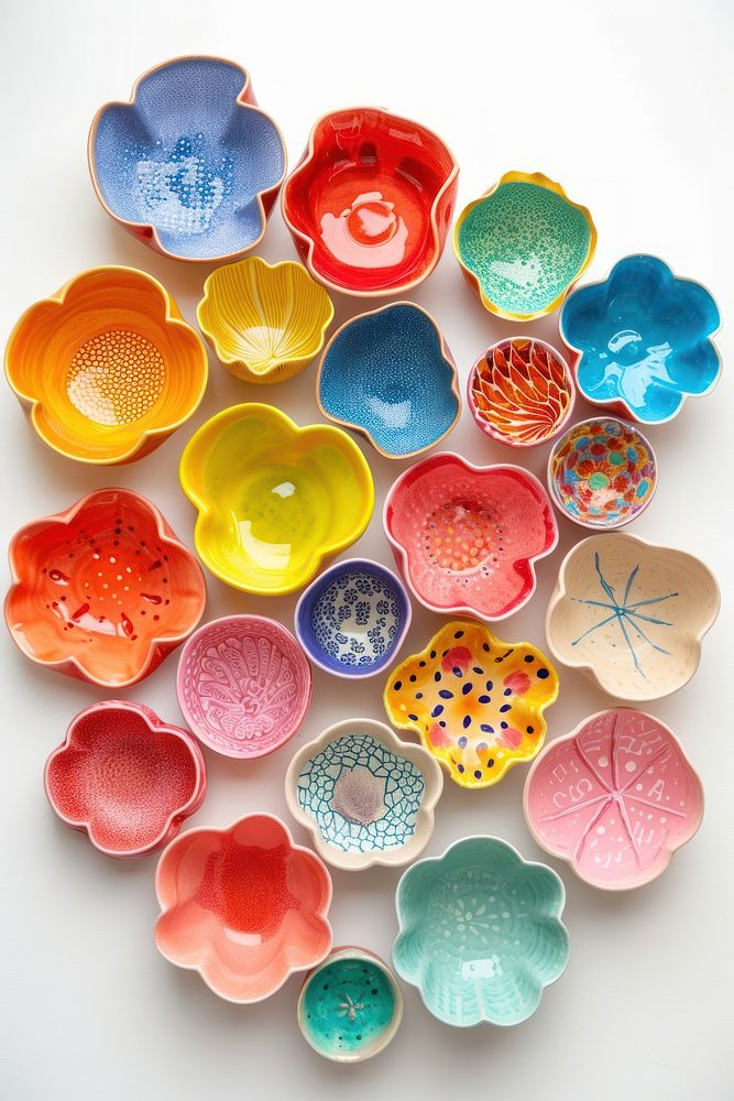 Colorful ceramic art made by kid porcelain bowl confectionery.