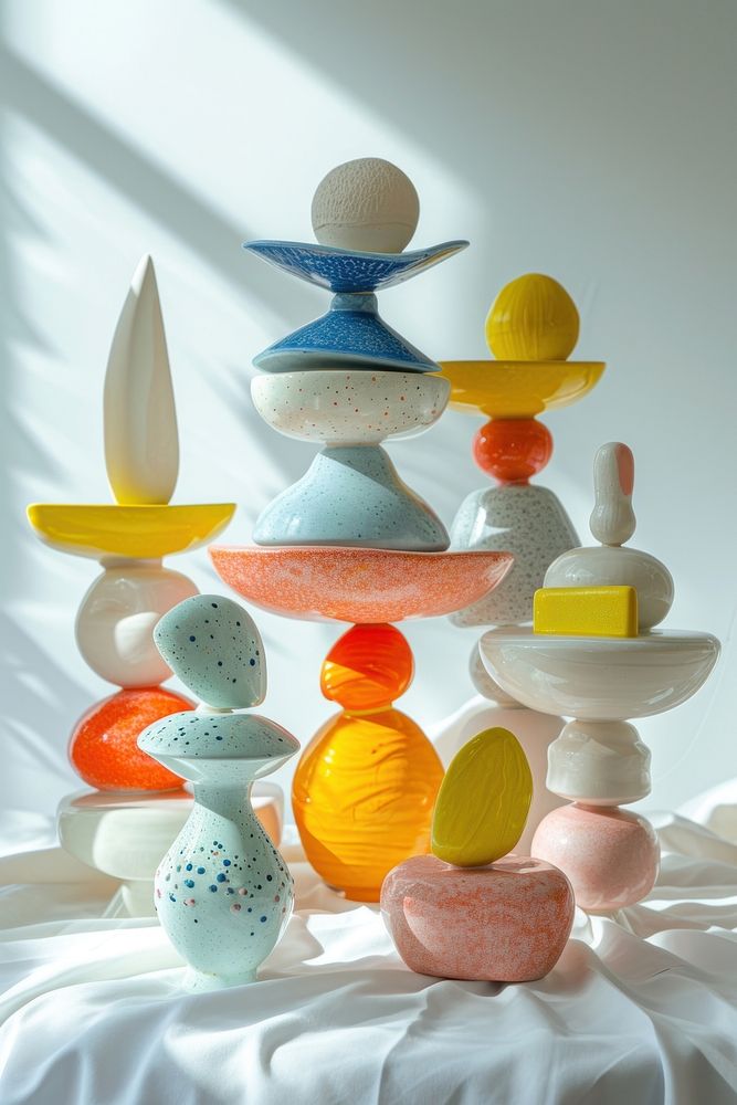 Colorful ceramic art made by kid confectionery arrangement decoration.