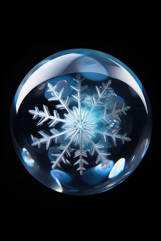 Snowflake crystal sphere ice.