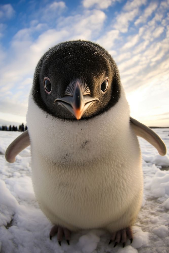 Selfie baby penguin animal bird wildlife.