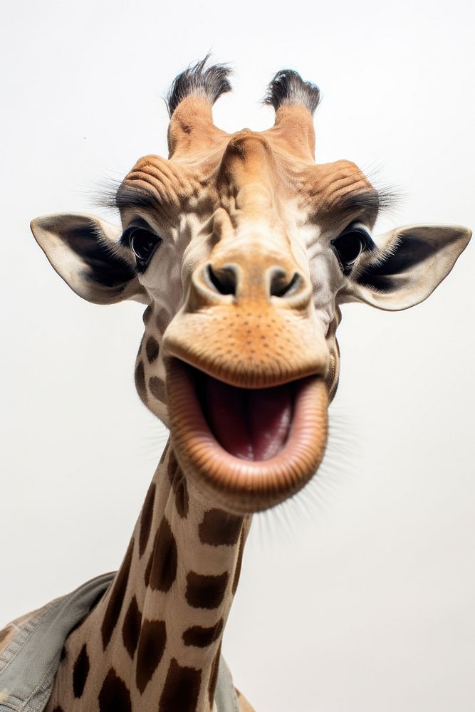 Selfie giraffe wildlife animal mammal.
