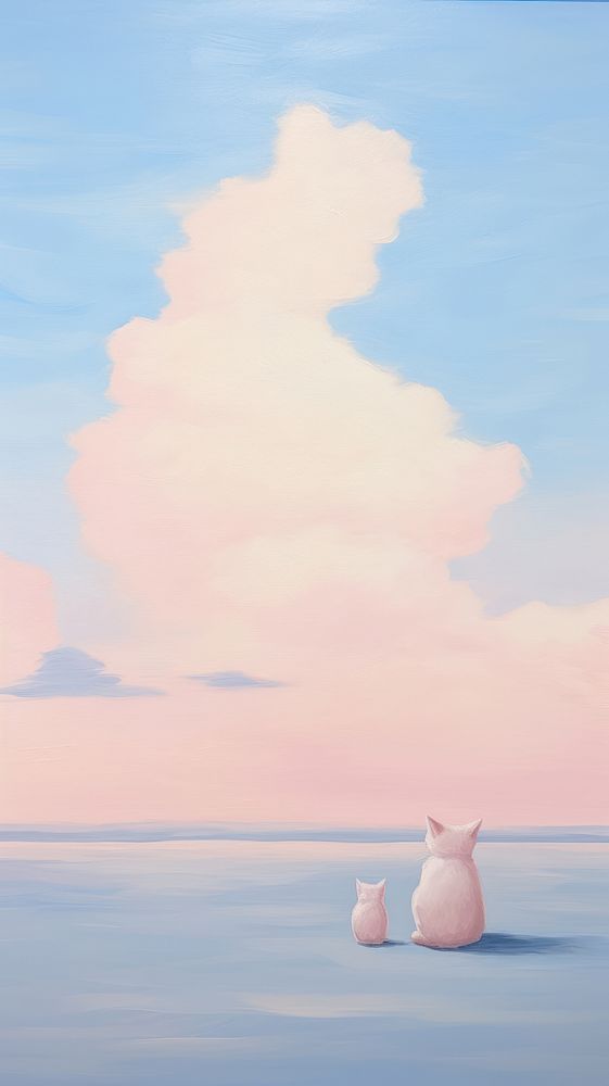 Cats on pastel cloud outdoors horizon nature.