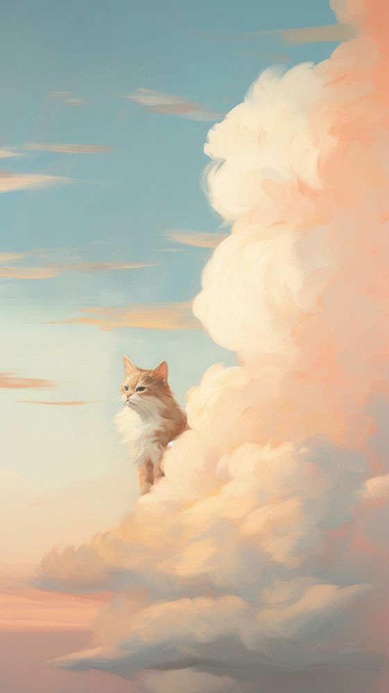 Cats on pastel cloud outdoors mammal animal.
