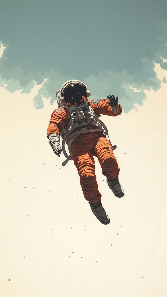 Space adventure astronaut parachuting.
