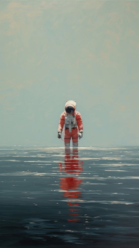 Astronaut outdoors nature sea.