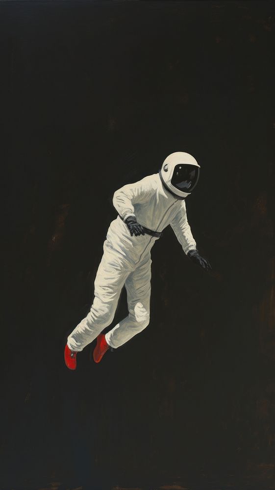Astronaut snowboarding darkness clothing.