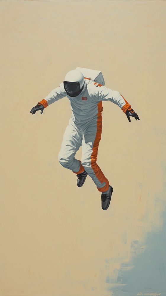 Minimal space astronaut painting jumping adult.