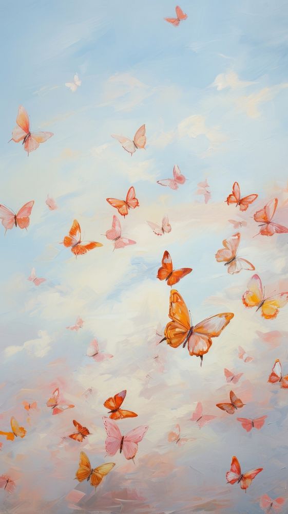 Butterflys in aesthetic sky goldfish animal flying.
