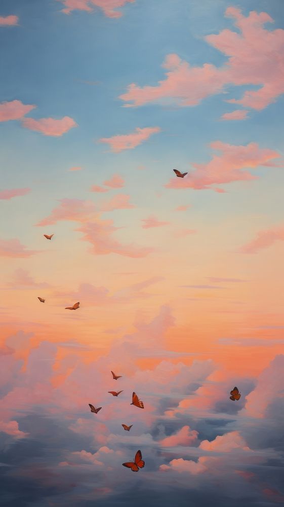 Butterflys in aesthetic sky outdoors horizon nature.