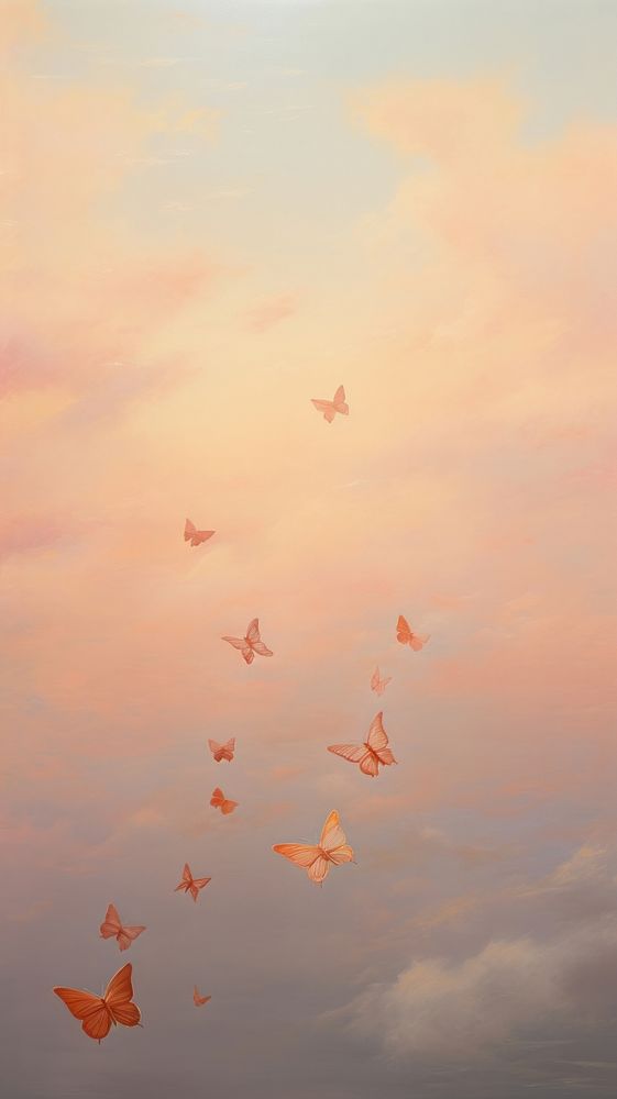 Butterflys in pastel sky outdoors animal nature.
