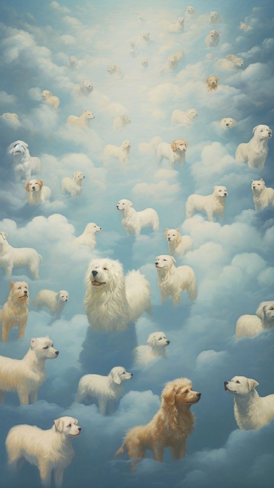 Dogs on pastel cloud sky wildlife animal mammal.