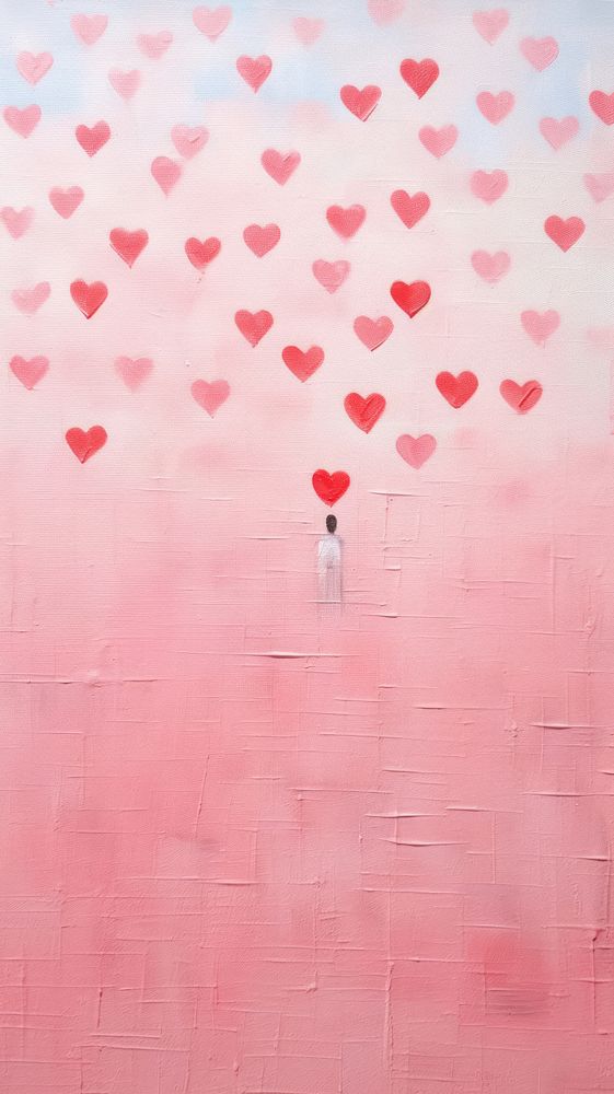 Minimal space valentines painting wall architecture.