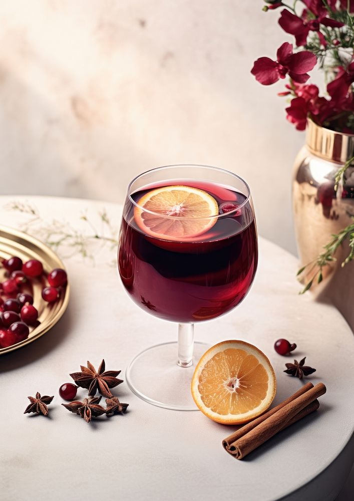 Mulled wine food drink glass.