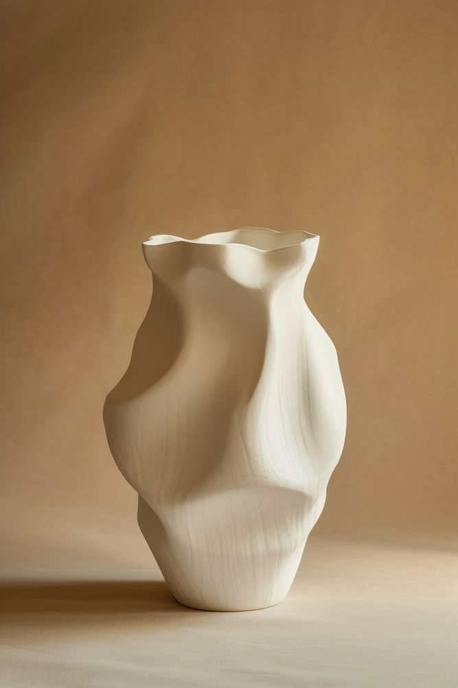 White formless ceramic vase porcelain pottery art.