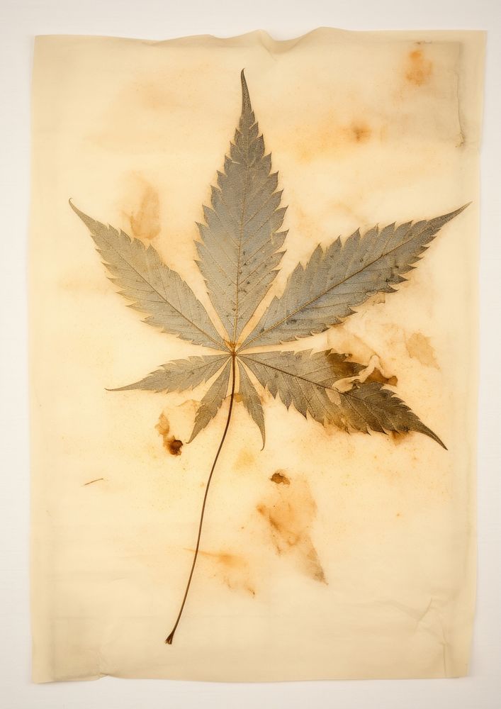 Real Pressed a cannabis leaf plant paper tree.