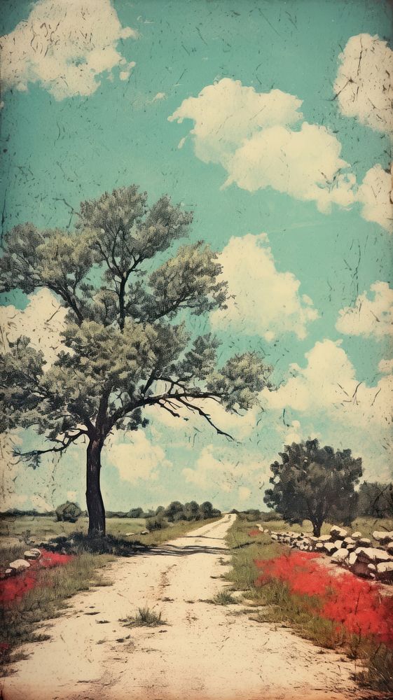  Country road art landscape outdoors. AI generated Image by rawpixel.