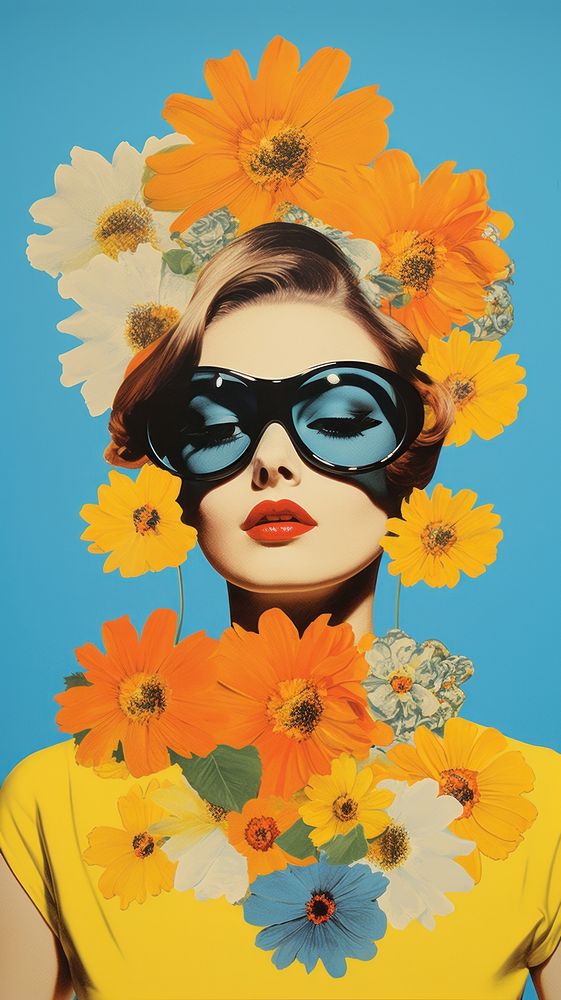  Flower art sunglasses sunflower. 