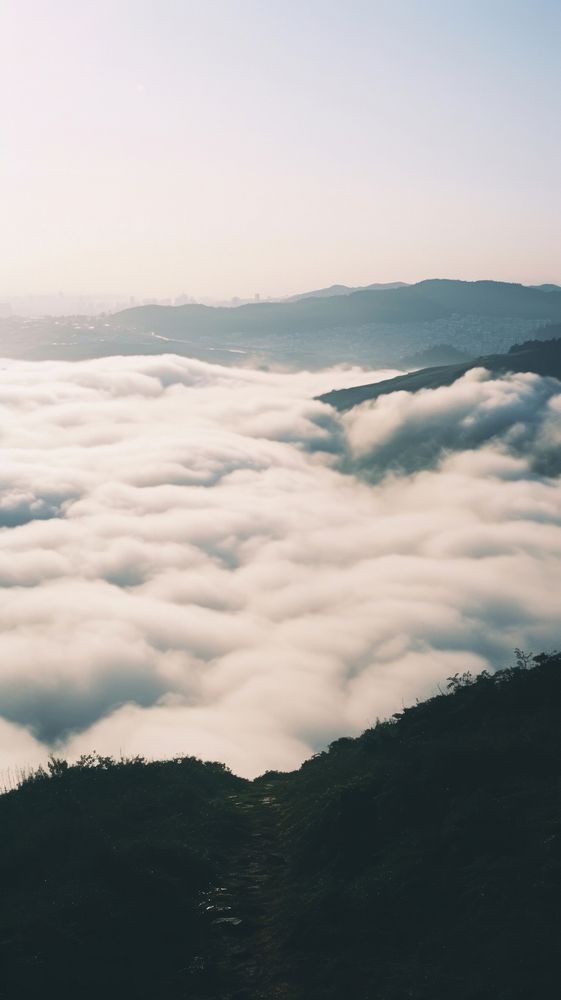  Sea of fog outdoors horizon nature. AI generated Image by rawpixel.