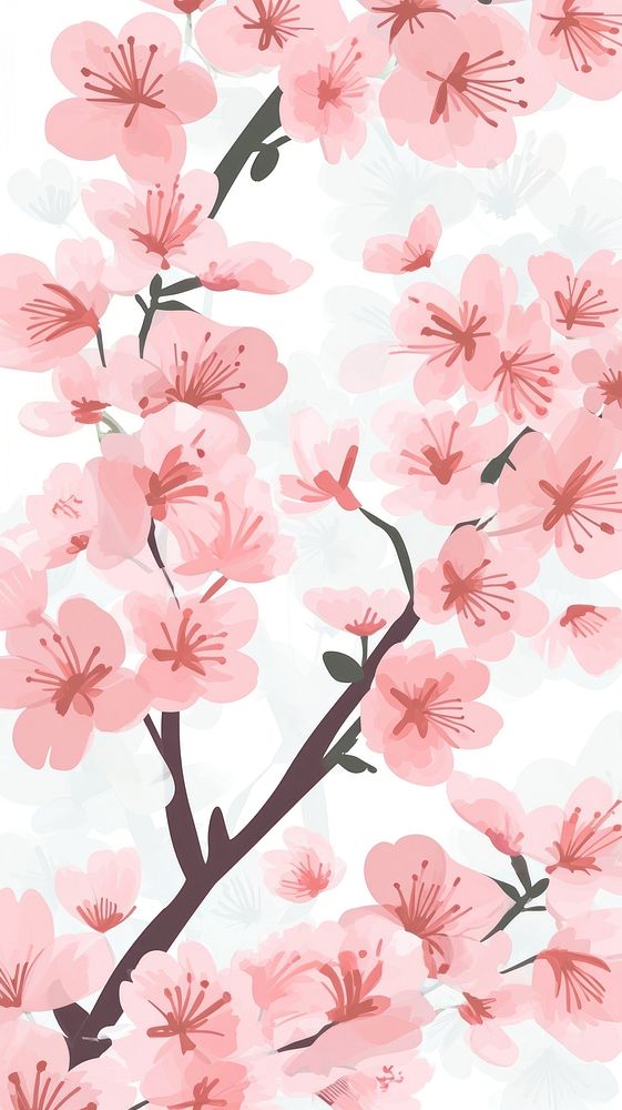 Cute cherry blossom illustration wallpaper flower plant.