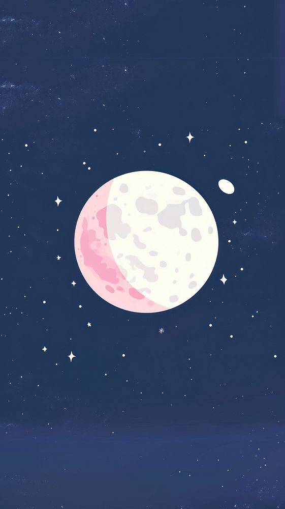 Cute full moon space illustration astronomy night sky.
