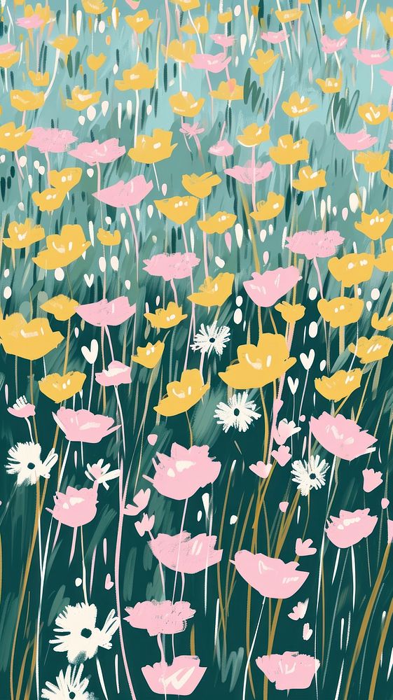 Cute flower field illustration backgrounds outdoors pattern.