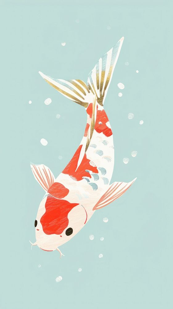 Cute koi illustration animal fish underwater.
