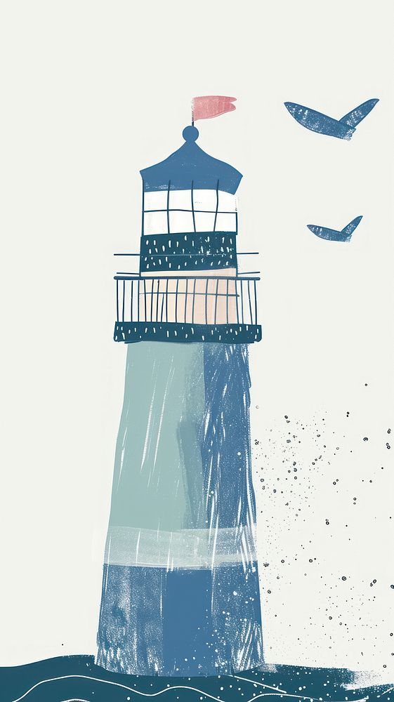 Lighthouse illustration architecture tower silhouette.