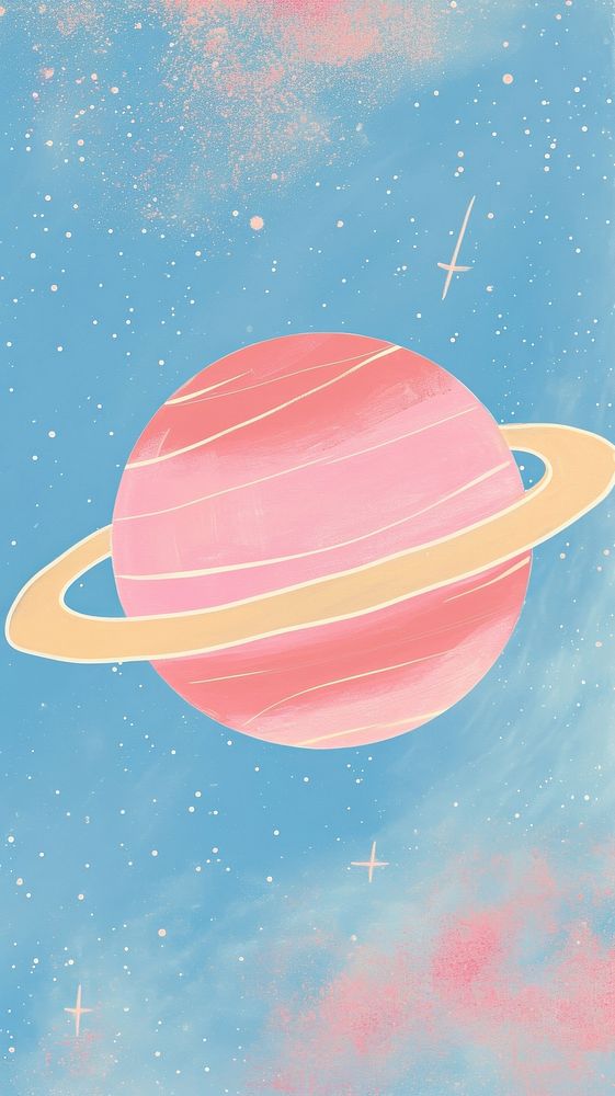 Cute saturn illustration astronomy planet space.